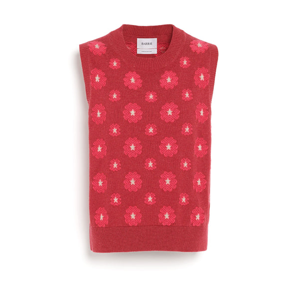 barrie Top en cachemire et coton à motif coquelicot