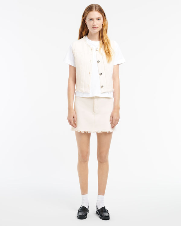 Barrie Veste Denim à Franges Sans Manches En Cachemire Et Coton