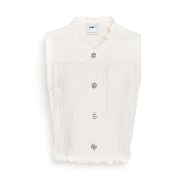 barrie Veste Denim à franges sans manches en cachemire et coton