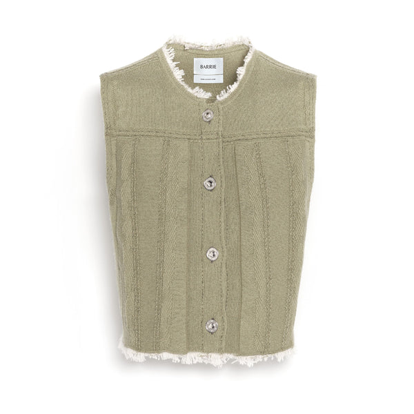 barrie Veste Denim à franges sans manches en cachemire et coton