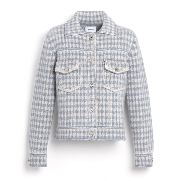barrie Veste Denim ajustée en cachemire et coton à motif vichy