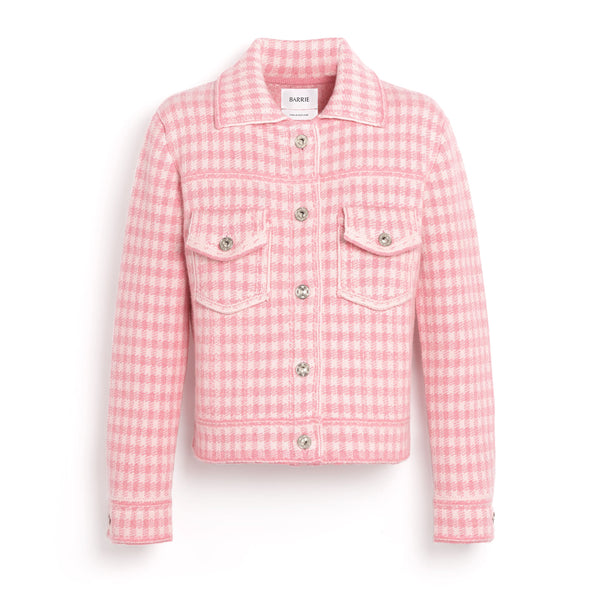 barrie Veste Denim ajustée en cachemire et coton à motif vichy