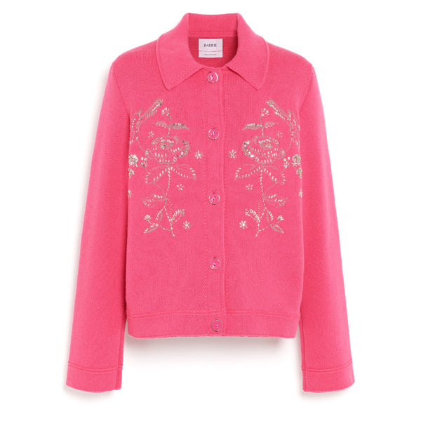 barrie Veste Denim en cachemire et coton à broderies