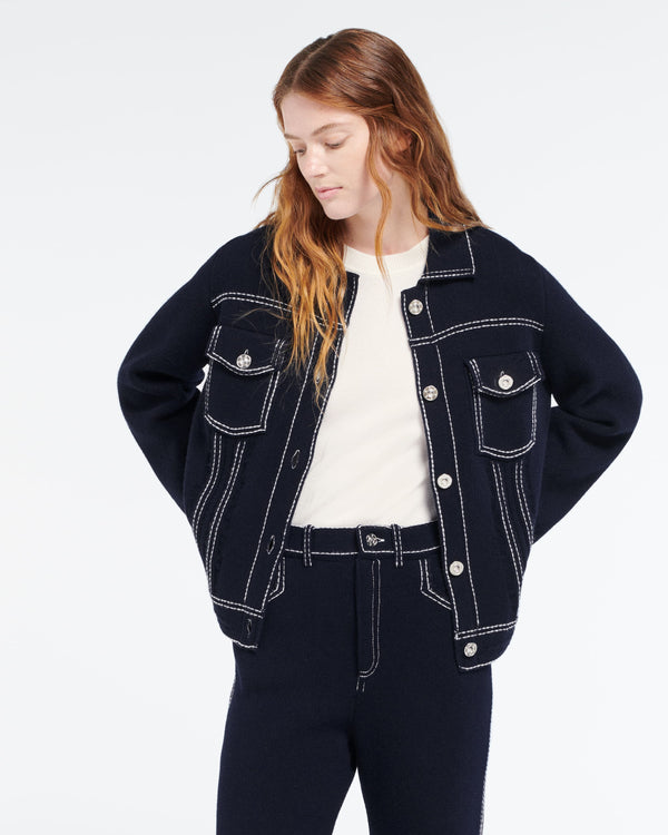Barrie Veste Denim En Cachemire Et Coton à Coupe Droite