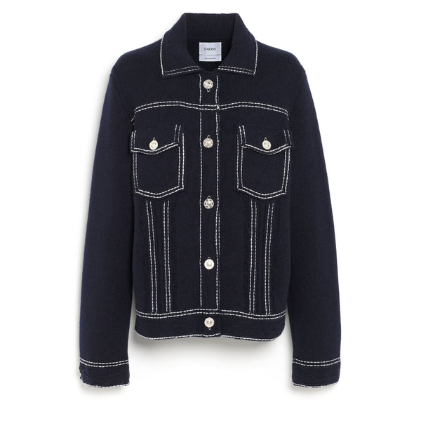 barrie Veste Denim en cachemire et coton à coupe droite