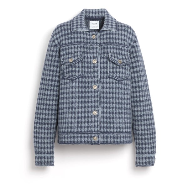 barrie Veste Denim en cachemire et coton à motif vichy