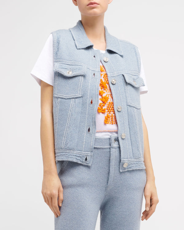 Barrie Veste Denim Oversize Sans Manches En Cachemire Et Coton