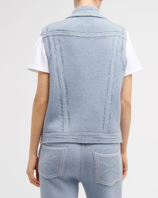 Barrie Veste Denim Oversize Sans Manches En Cachemire Et Coton