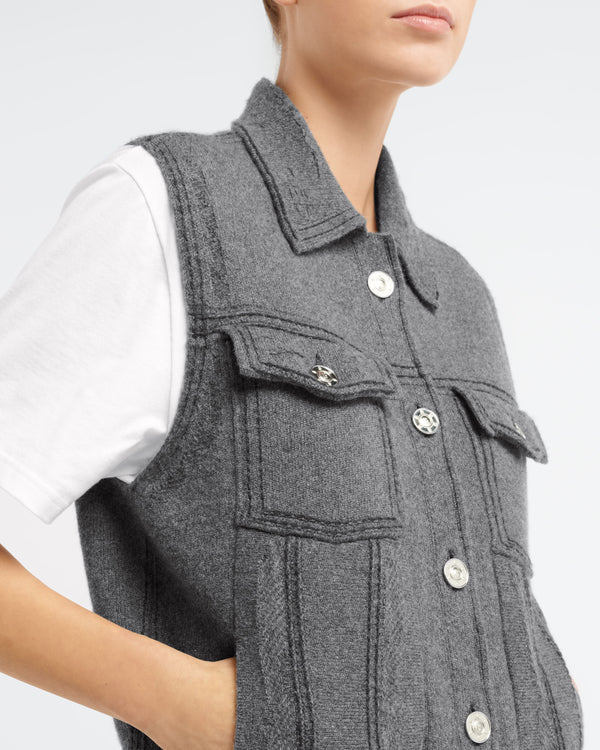 Barrie Veste Denim Oversize Sans Manches En Cachemire Et Coton