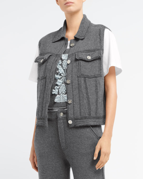 Barrie Veste Denim Oversize Sans Manches En Cachemire Et Coton