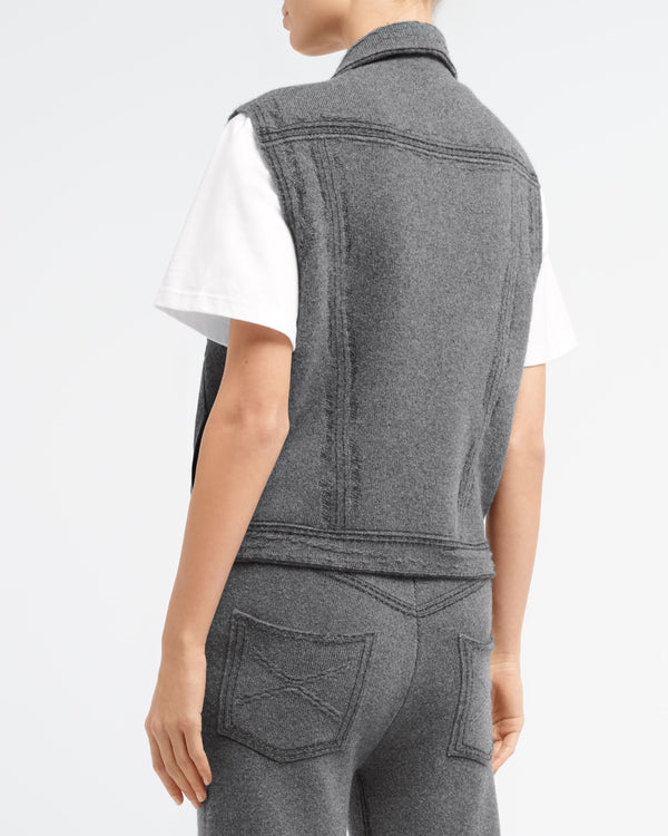 Barrie Veste Denim Oversize Sans Manches En Cachemire Et Coton