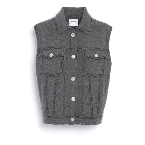 barrie Veste Denim oversize sans manches en cachemire et coton