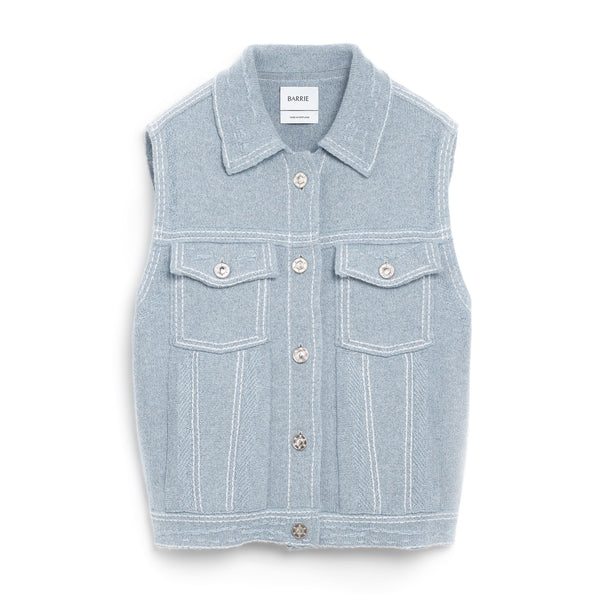 barrie Veste Denim oversize sans manches en cachemire et coton