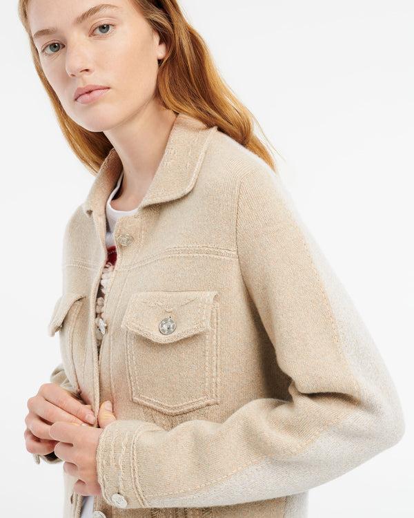 Barrie Veste Denim Patchwork En Cachemire Et Coton à Coupe Droite