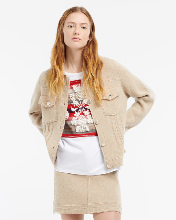 Barrie Veste Denim Patchwork En Cachemire Et Coton à Coupe Droite