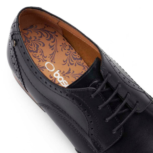 Base London Barbera Waxy Brogue Shoes Black