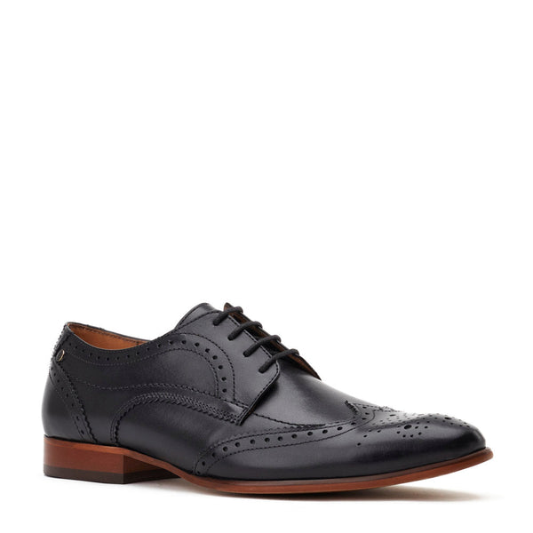 Base London Barbera Waxy Brogue Shoes Black