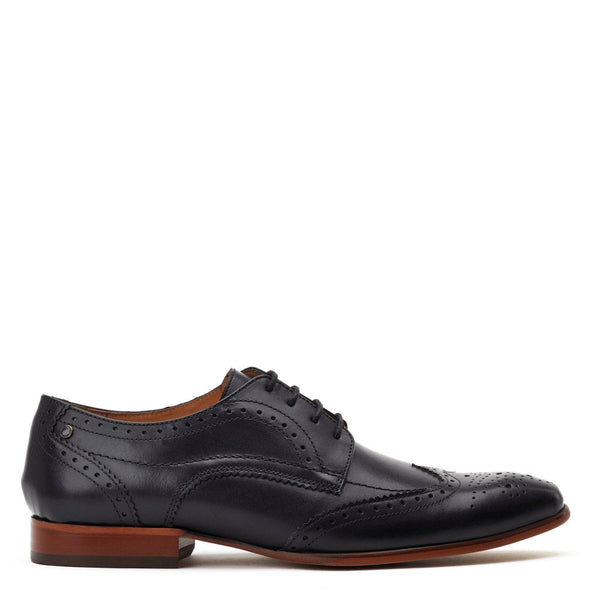 base london Barbera Waxy Brogue Shoes Black