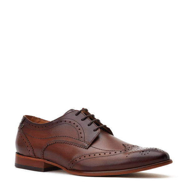 Base London Barbera Waxy Brogue Shoes Brown