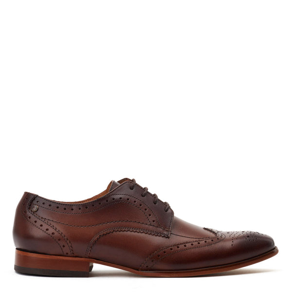 base london Barbera Waxy Brogue Shoes Brown
