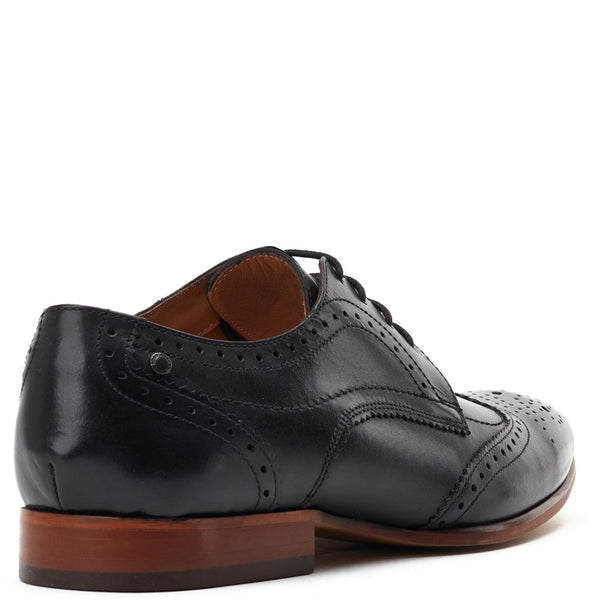 Base London Barbera XL Waxy Brogue Shoes Black