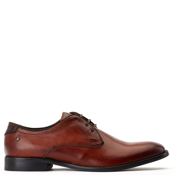 Base London Bertie Burnished Derby Shoes Tan