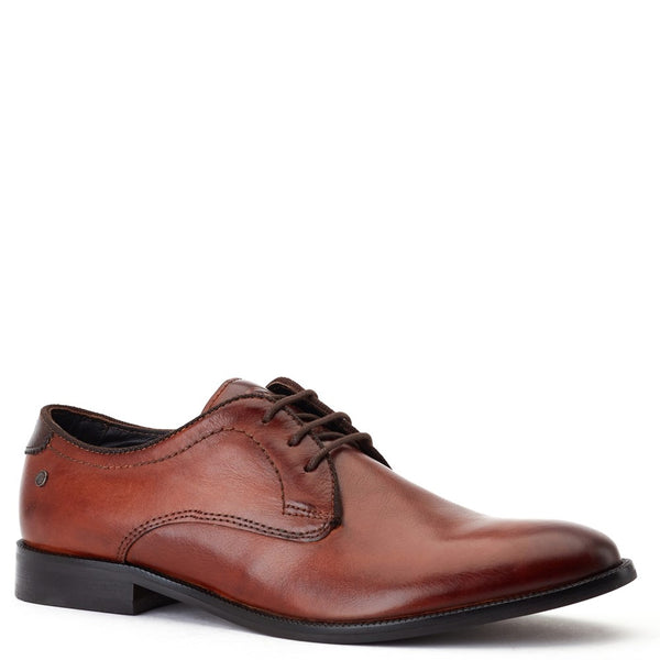Base London Bertie Burnished Derby Shoes Tan