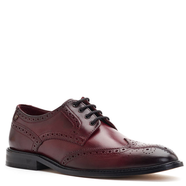 Base London Chaplin Washed Brogue Shoes Bordo