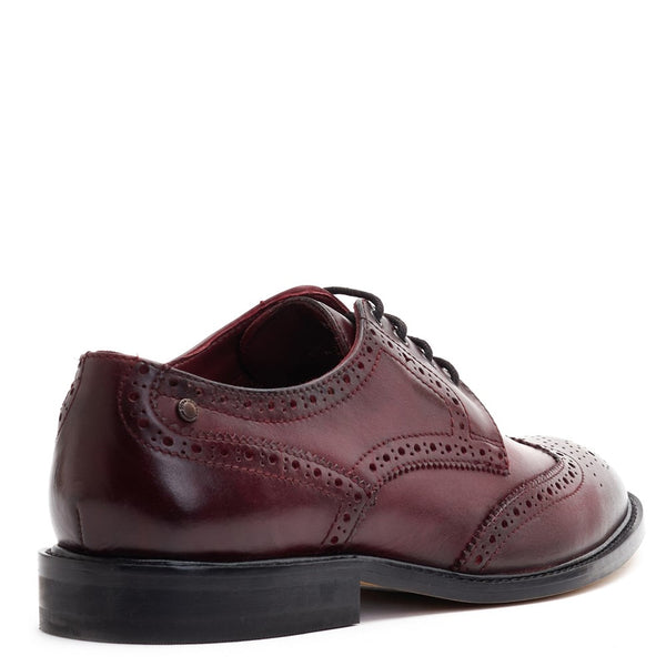 Base London Chaplin Washed Brogue Shoes Bordo
