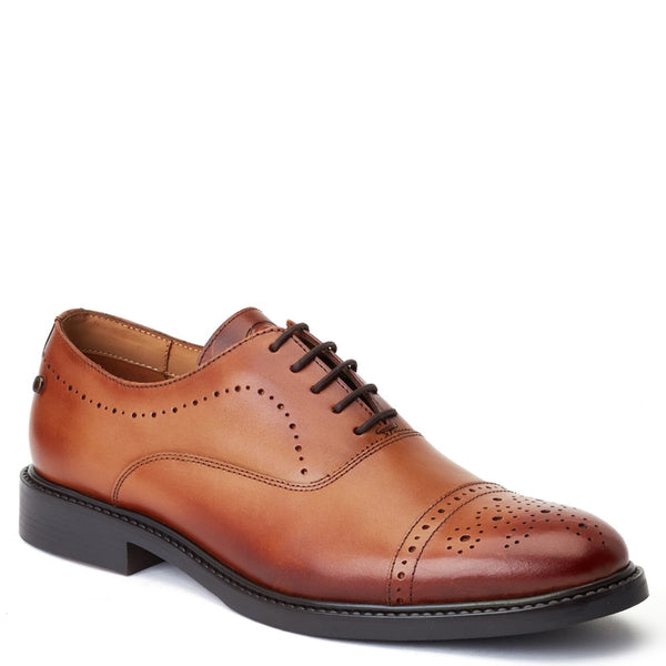 Base London Corbin Waxy Oxford Shoes Tan