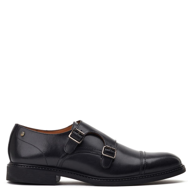 base london Diablo Waxy Monk Strap Shoes Black