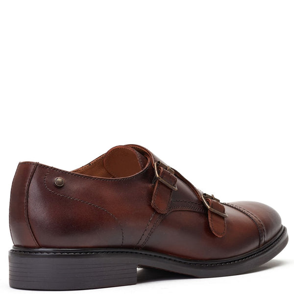 Base London Diablo Waxy Monk Strap Shoes Brown