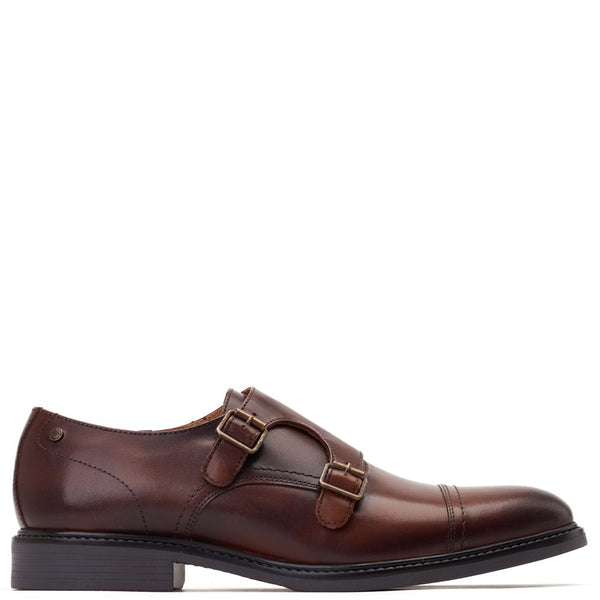 base london Diablo Waxy Monk Strap Shoes Brown