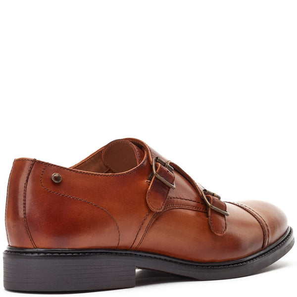Base London Diablo Waxy Monk Strap Shoes Tan