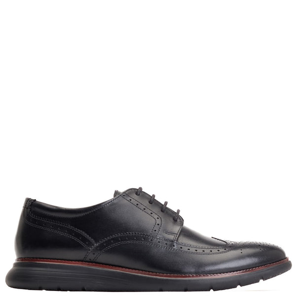 Base London Flight Washed Brogue Shoes Black