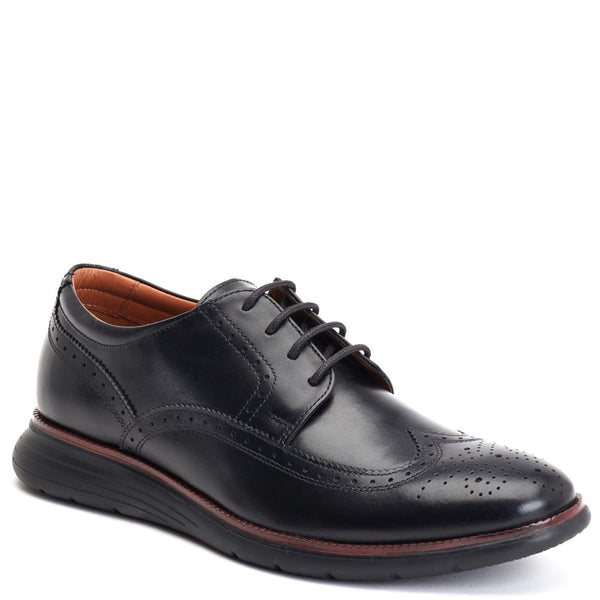 Base London Flight Washed Brogue Shoes Black