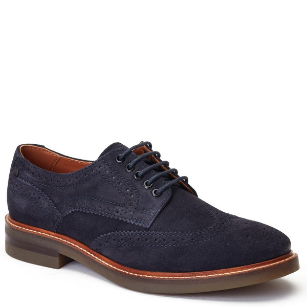 Base London Hatfield Suede Brogue Shoes Navy