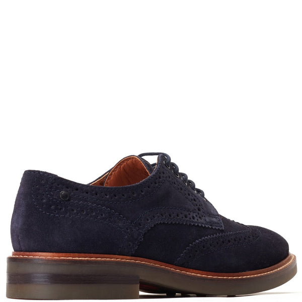 Base London Hatfield Suede Brogue Shoes Navy
