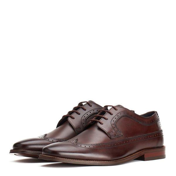 Base London Havisham Washed Brogue Shoes Brown