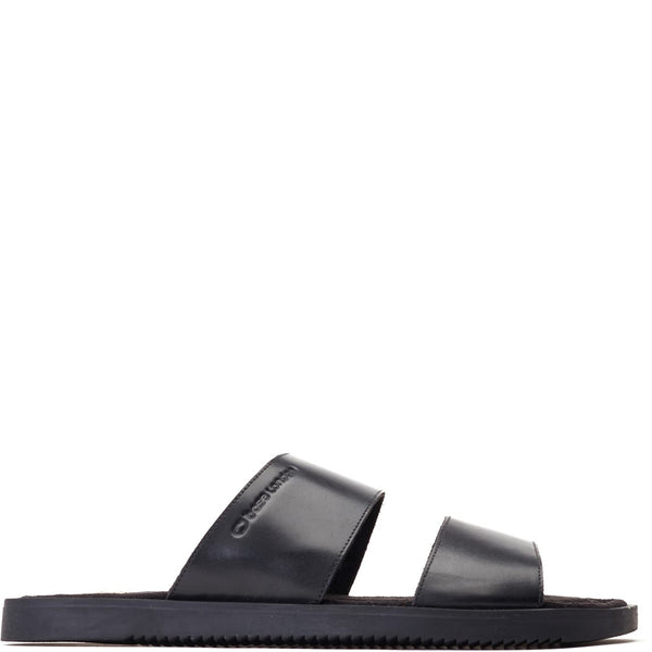 Base London Maven Waxy Slide Sandal Black