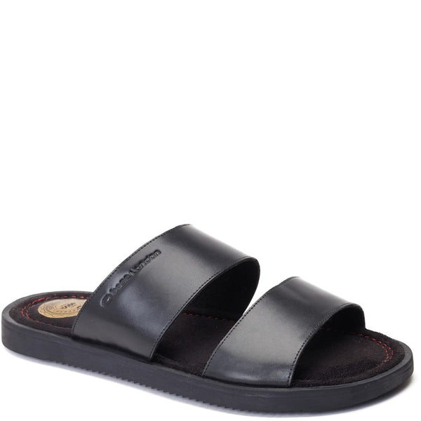 Base London Maven Waxy Slide Sandal Black