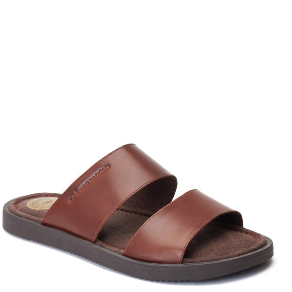 Base London Maven Waxy Slide Sandal Brown