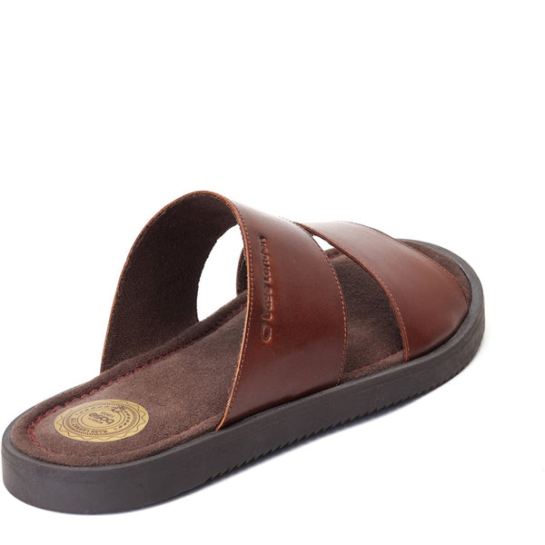 Base London Maven Waxy Slide Sandal Brown