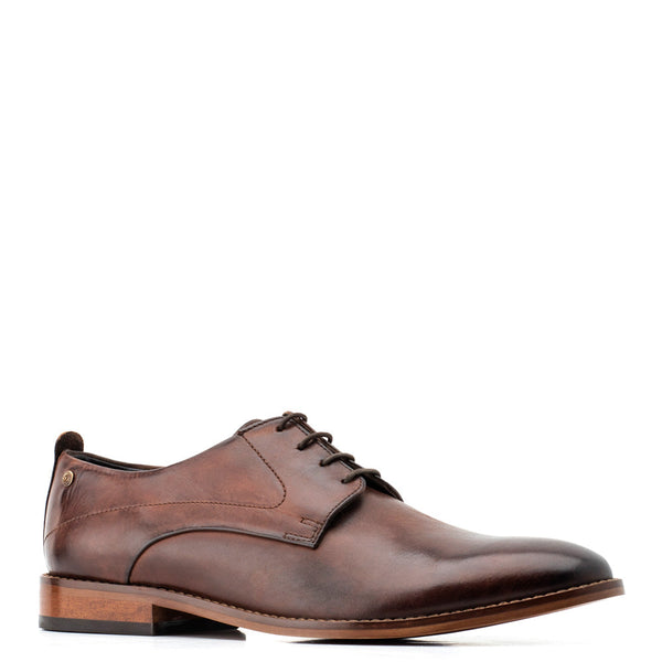 Base London Script Washed Derby Shoes Brown