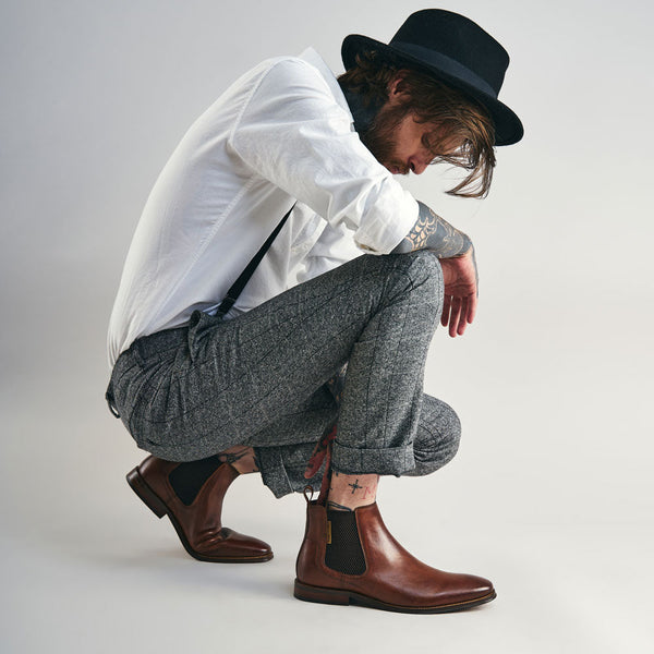 Base London Sikes Washed Chelsea Boots Tan