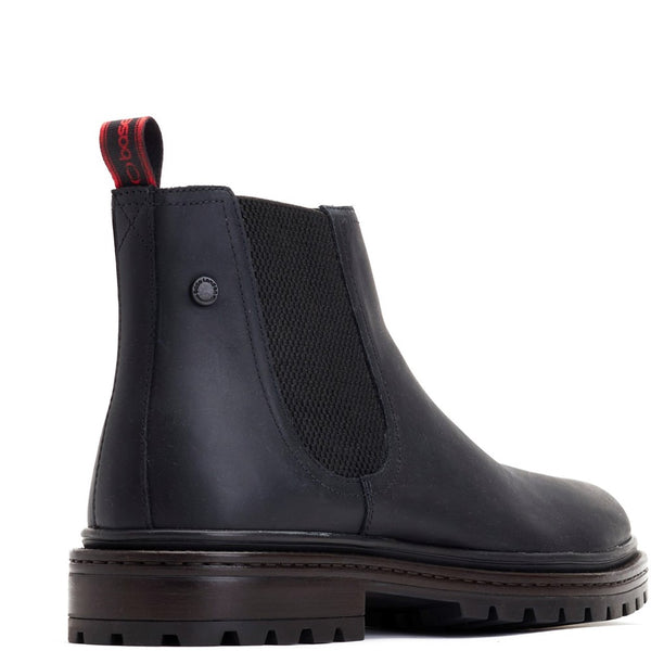 Base London Walsh Pull Up Chelsea Boots Black