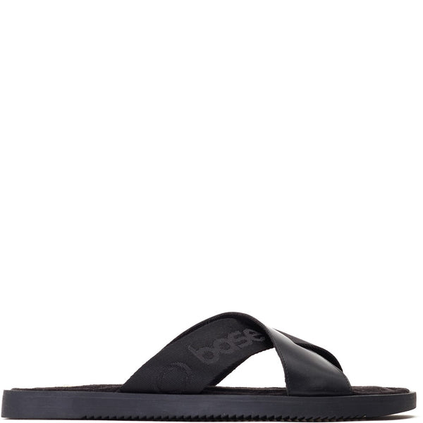 Base London Webb Washed Slide Sandal Black