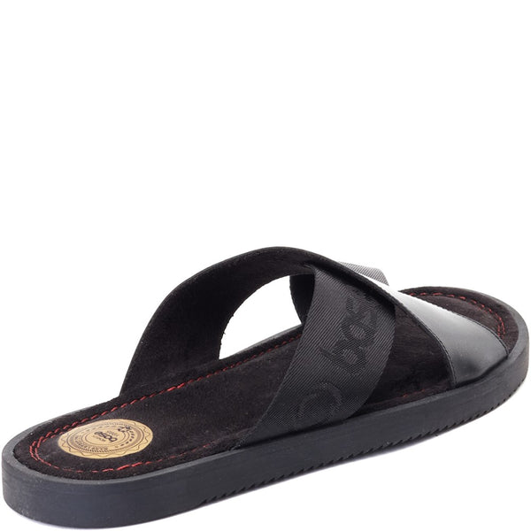 Base London Webb Washed Slide Sandal Black
