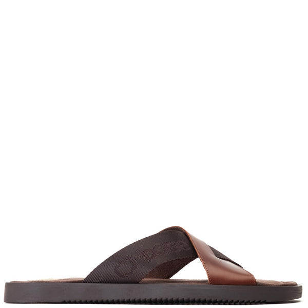 Base London Webb Washed Slide Sandal Brown