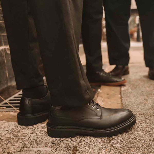 Base London Wick Pull Up Derby Shoes Black